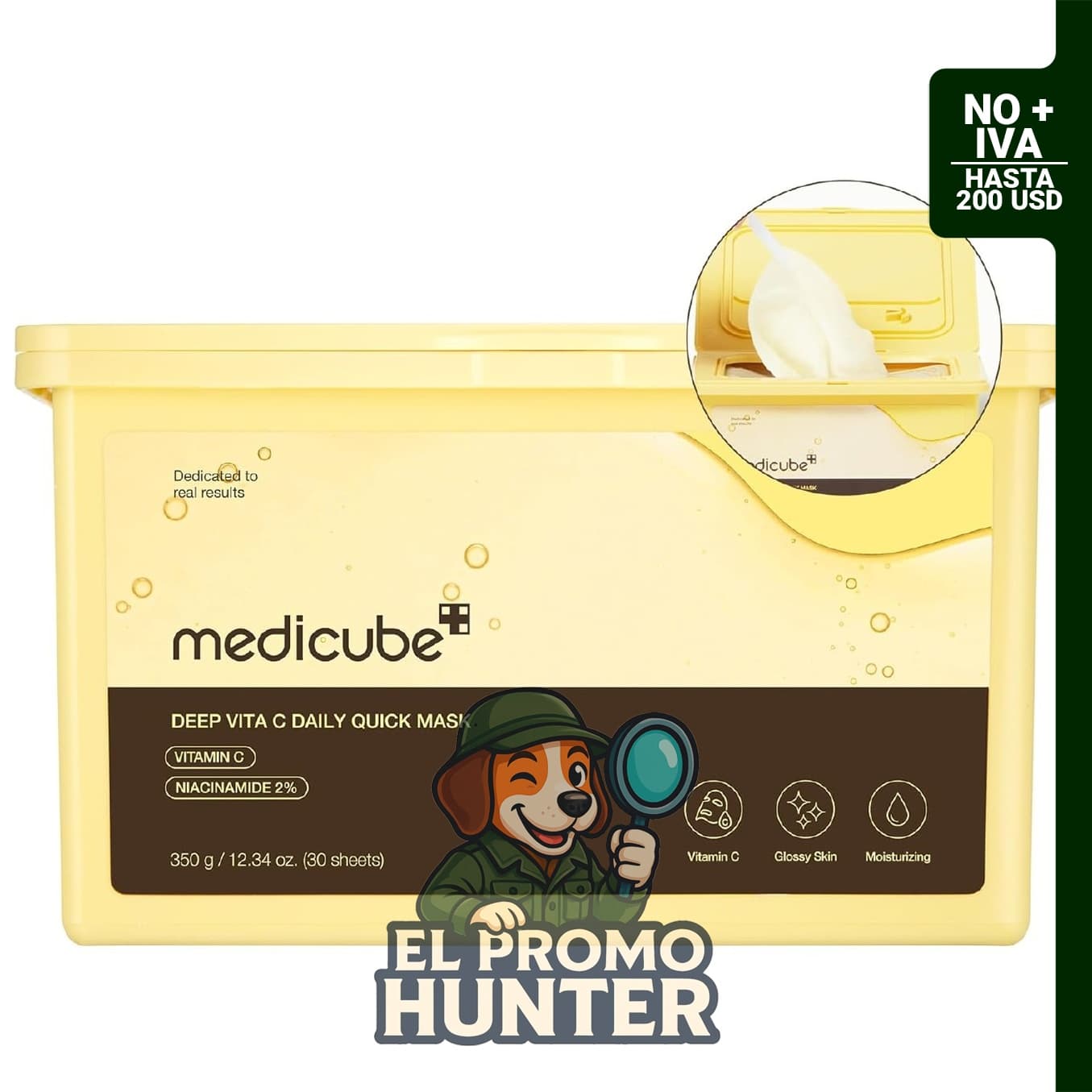Medicube Deep Vita C - Mascarillas rápidas diarias, 30 hojas, tamaño económico