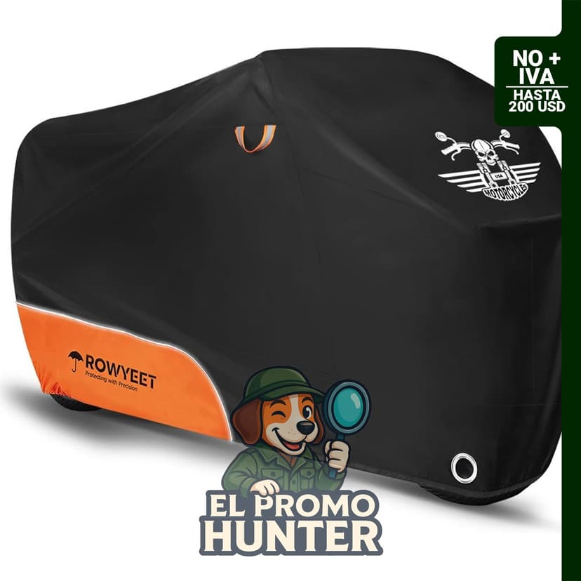 Funda impermeable para motocicleta ROWYEET, con agujeros para candado y diseño reflectante.