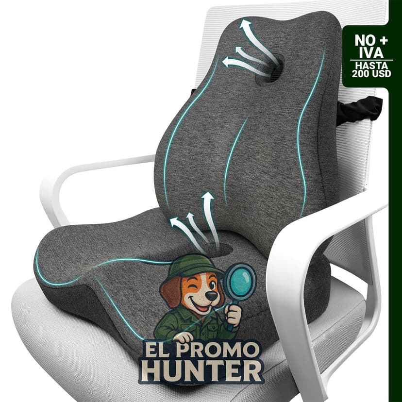 Almohada lumbar y cojín de asiento de espuma viscoelástica para silla de oficina.