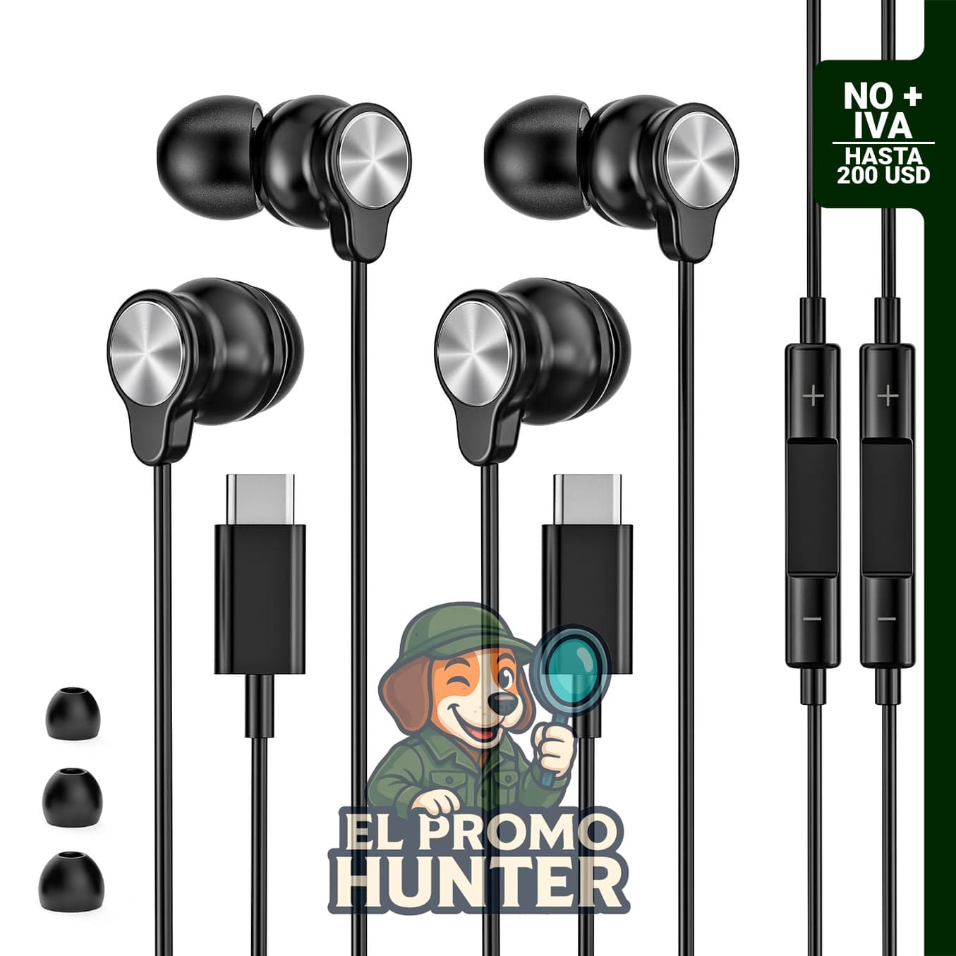BLXSounds Auriculares USB C, paquete de 2, con micrófono y reducción de ruido.