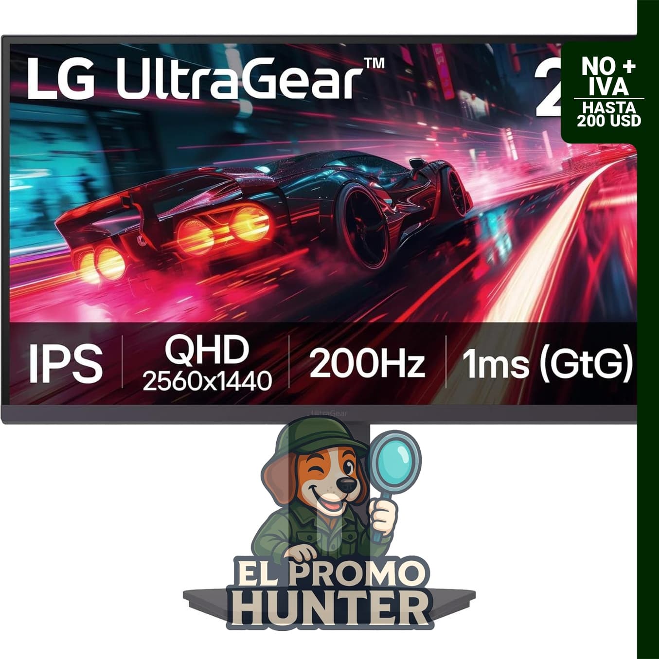 Monitor LG 27G610A-B Ultragear QHD de 27" (68.58 cm) con resolución 2560 x 1440, 200Hz y 1ms de respuesta.