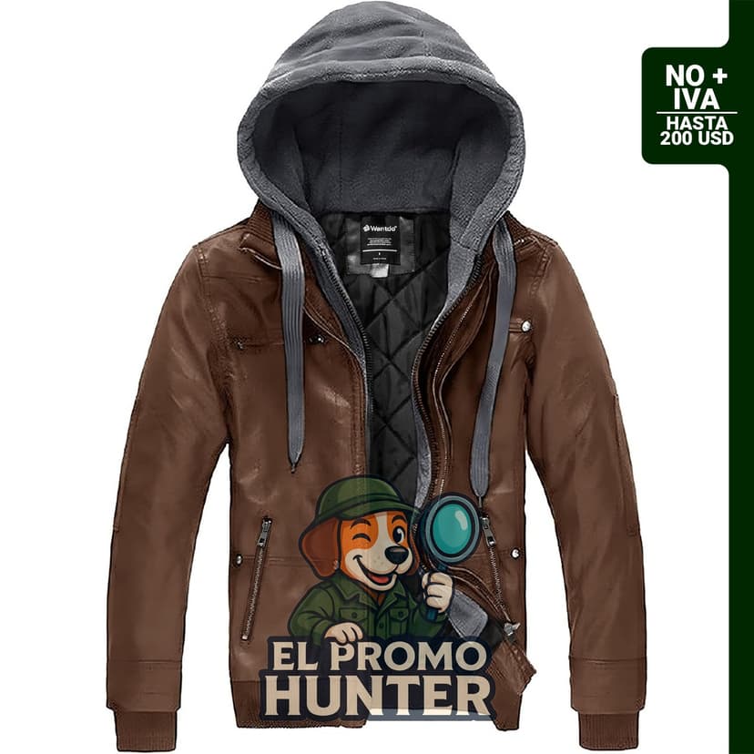 Wantdo Chaqueta de piel sintética para hombre con capucha extraíble, abrigo de invierno casual.