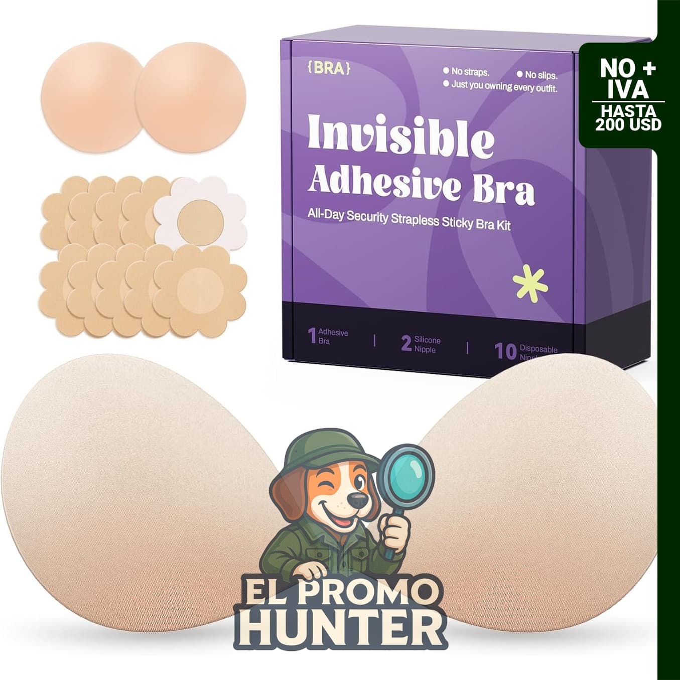 Sujetador adhesivo sin tirantes para mujer, con efecto push-up, diseñado para vestidos sin espalda.