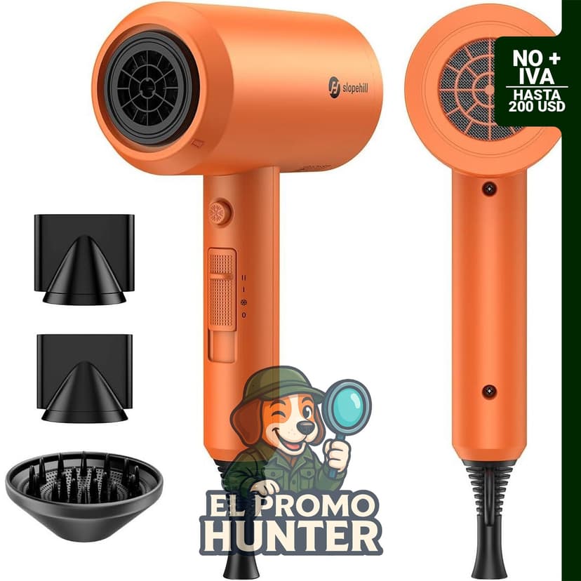 Secador de pelo iónico profesional Slopehill, 1800 W, incluye 2 boquillas concentradoras y 1 difusor.