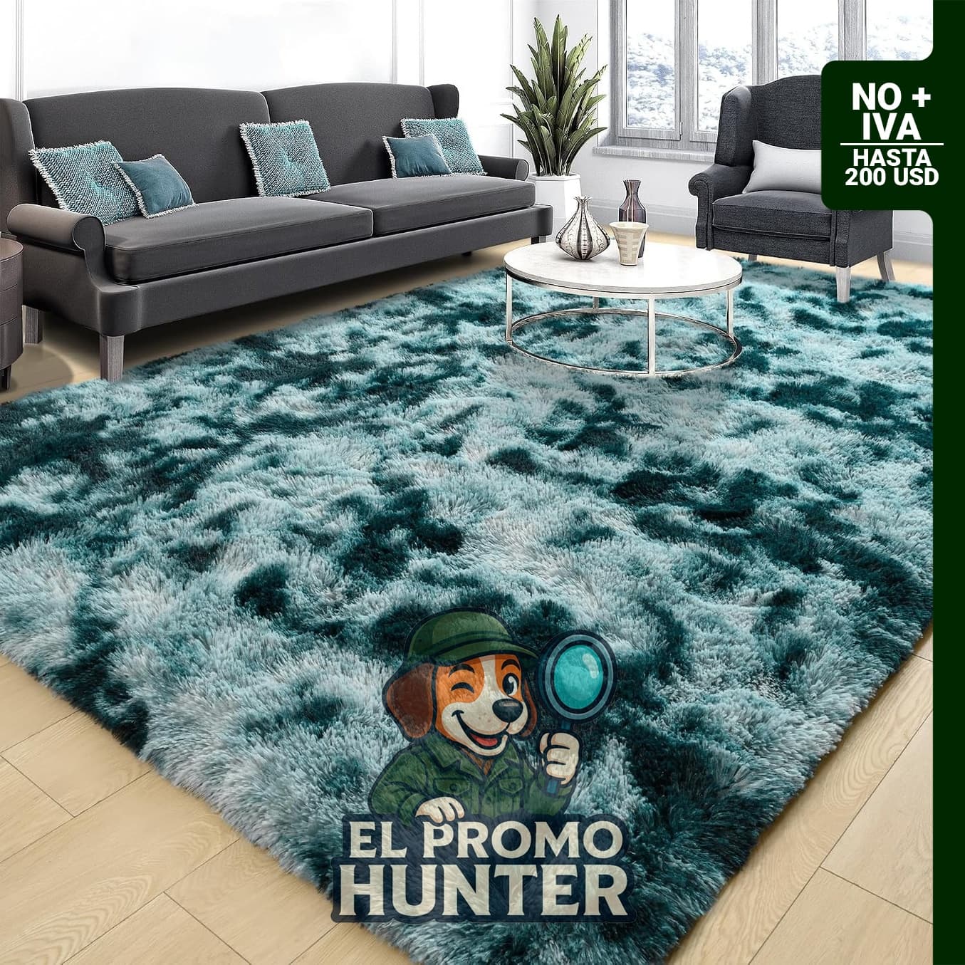 Tepook Alfombra lanuda de 5 x 8 pies (152 x 244 cm) para sala de estar y dormitorio.