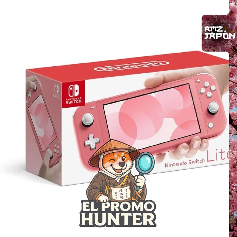 Consola Nintendo Switch Lite color coral, portátil y ligera.