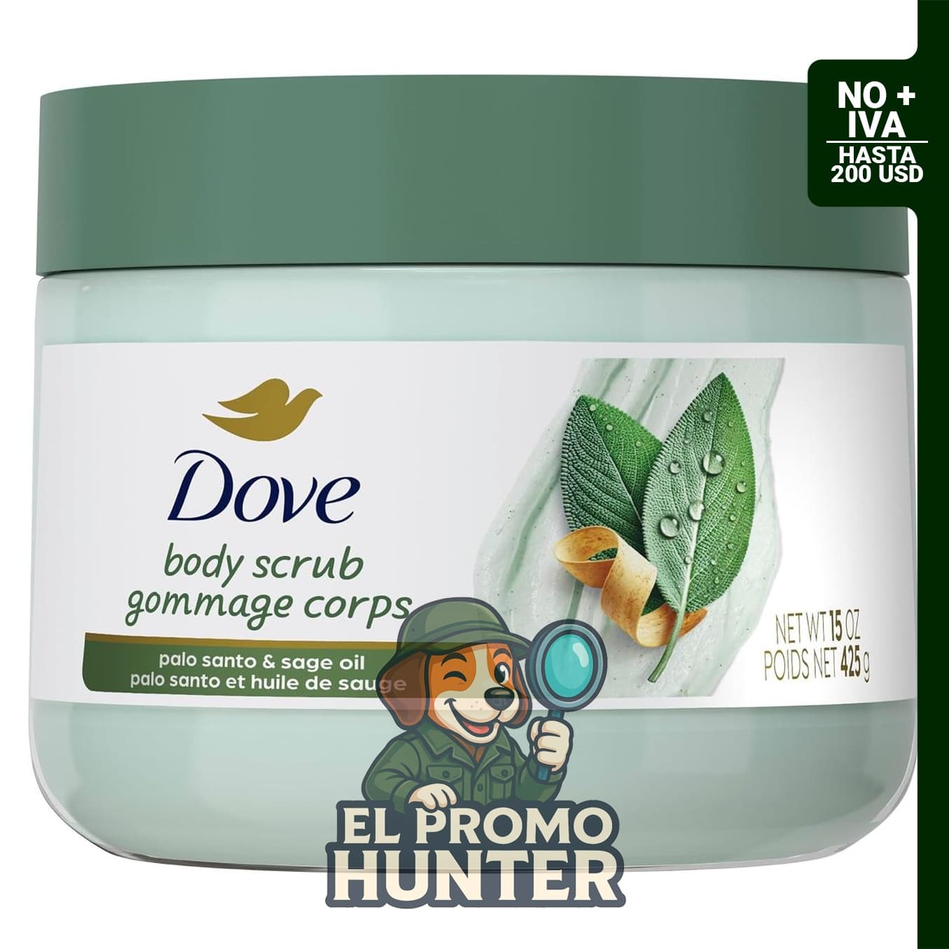 Dove Edición Limitada Exfoliante Corporal Palo Santo & Aceite de salvia, 15 oz (425 g)