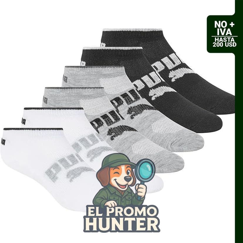 PUMA Calcetines de corte bajo para mujer, paquete de 6 unidades.