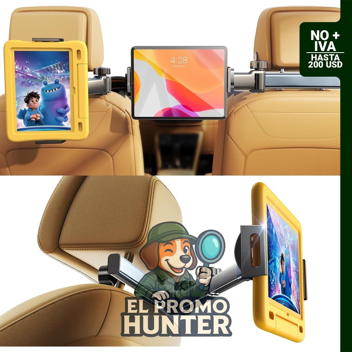 LISEN Soporte para iPad, montaje para automóvil, accesorio para viajes por carretera y actividades para niños.