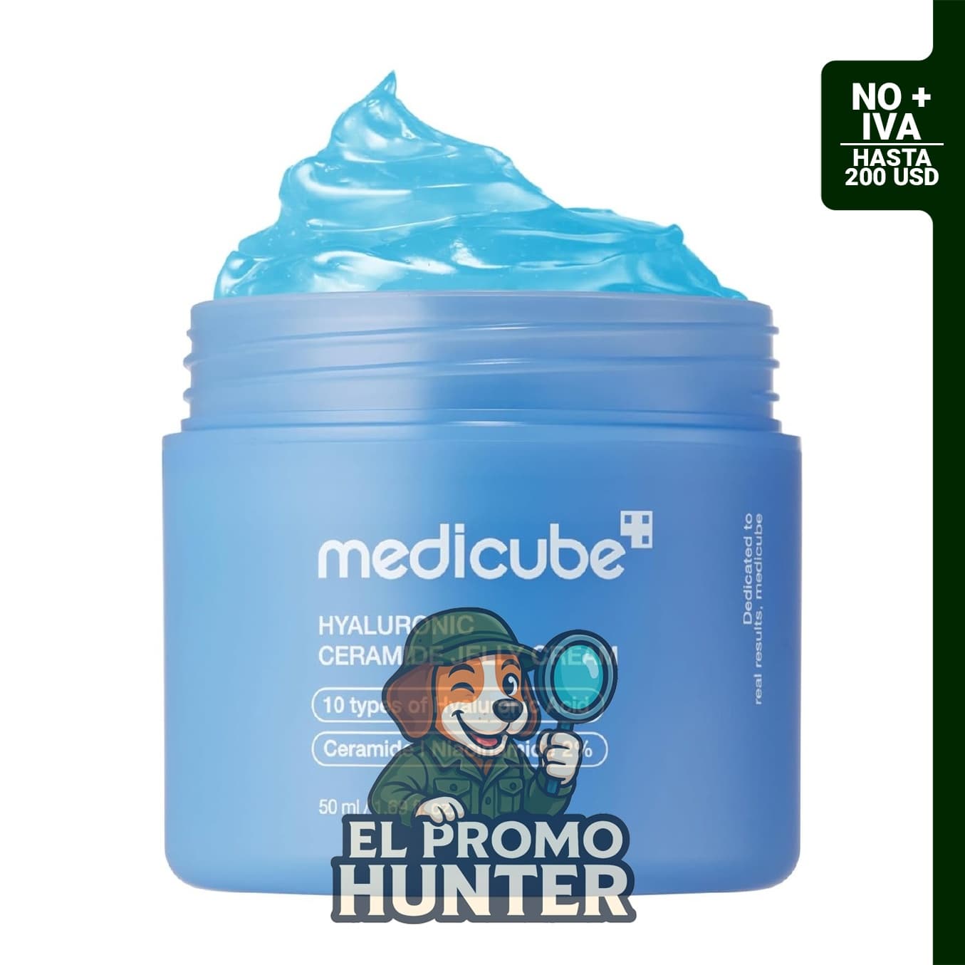 medicube Crema en Gel Hidratante de Ácido Hialurónico, formulada para todo tipo de piel, con ceramidas y péptidos.