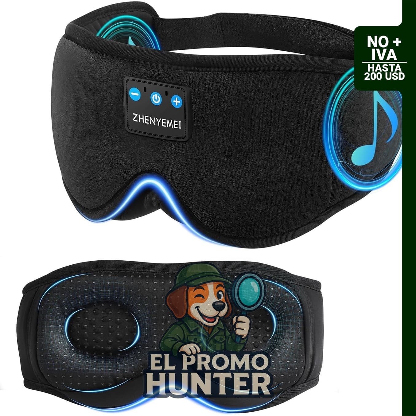 Antifaz para dormir con auriculares Bluetooth, máscara de ojos inalámbrica con altavoces estéreo ultrafinos.