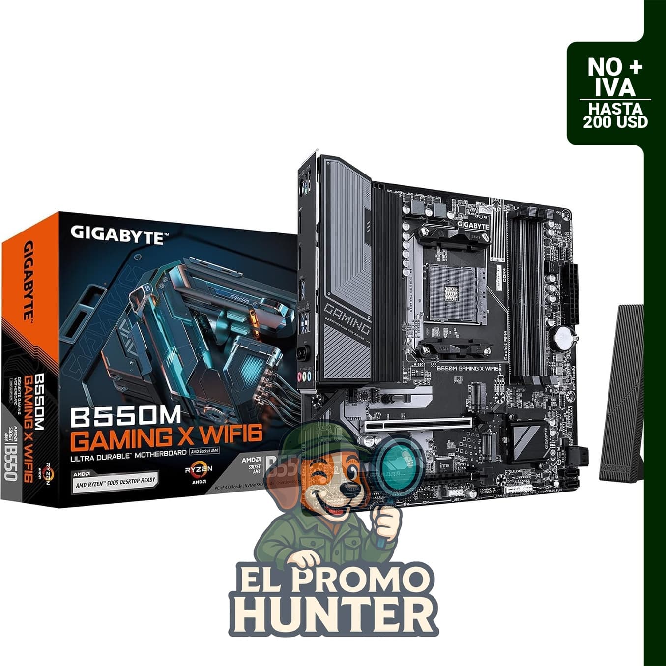 GIGABYTE Placa base B550M Gaming X WIFI6, Micro-ATX, compatible con procesadores AMD AM4 Ryzen 5000, DDR4, 2X M.2, PCIe 4.0, WIFI6, LAN de 1GbE.