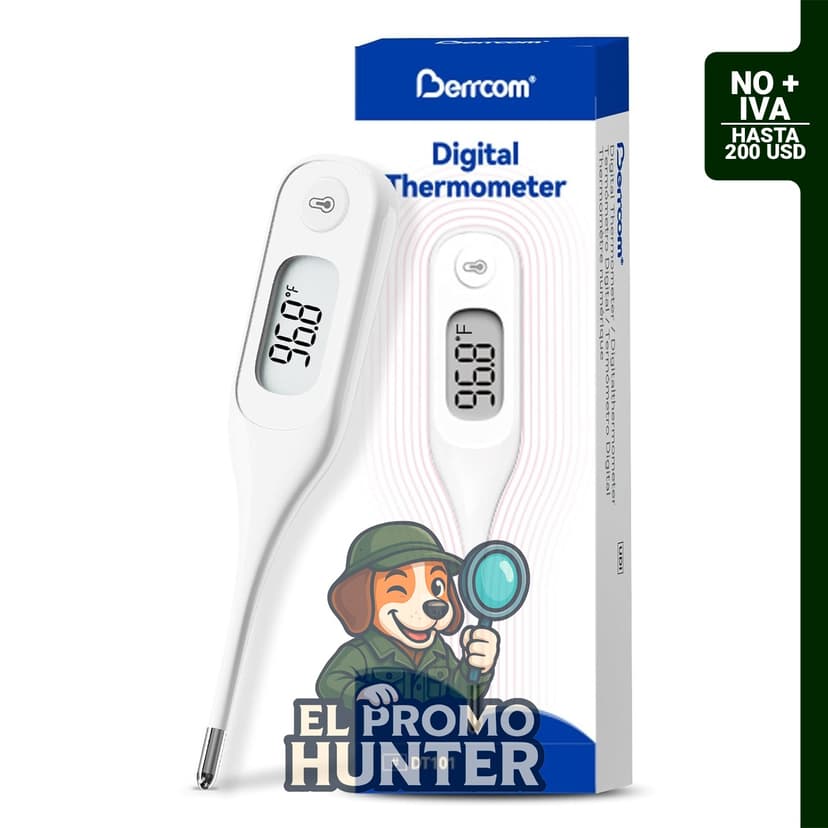 Berrcom Termómetro digital médico para fiebre, lectura en 10 segundos, alarma de fiebre.