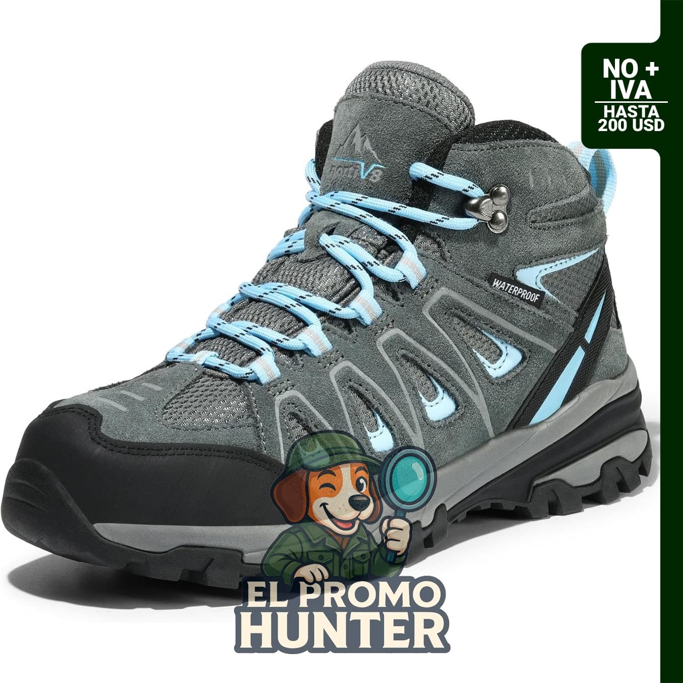 NORTIV 8 Botas de senderismo impermeables para mujer, adecuadas para exteriores y camping.