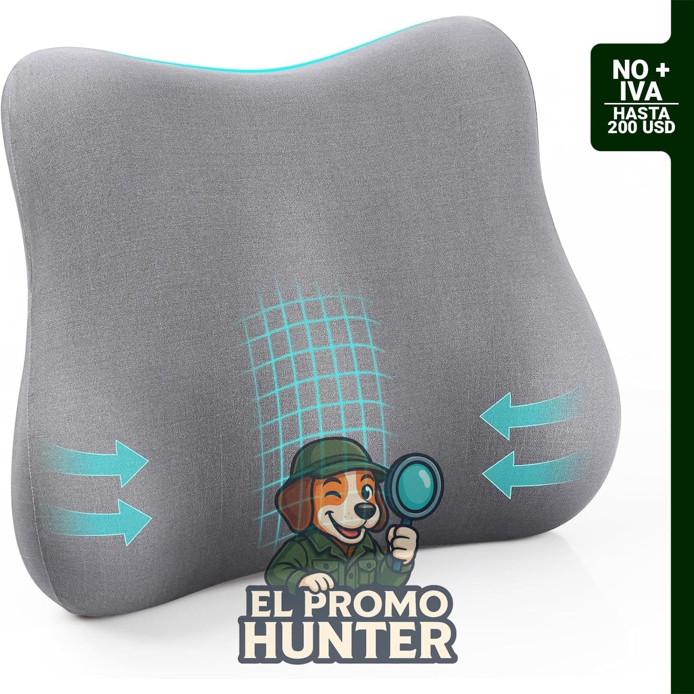 Almohada de apoyo lumbar Cozyhealth para silla de oficina y automóvil, cojín de espuma viscoelástica.