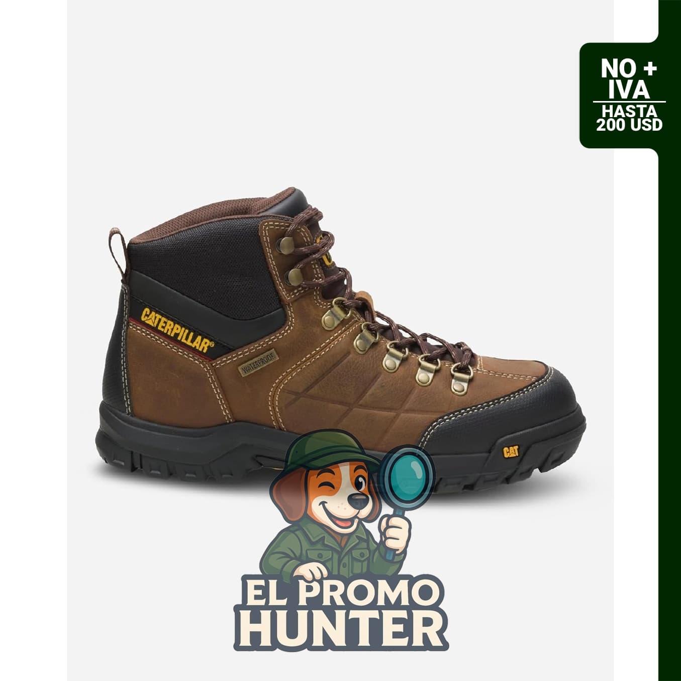 Botas de trabajo CAT para hombre, cuero impermeable y antideslizante.