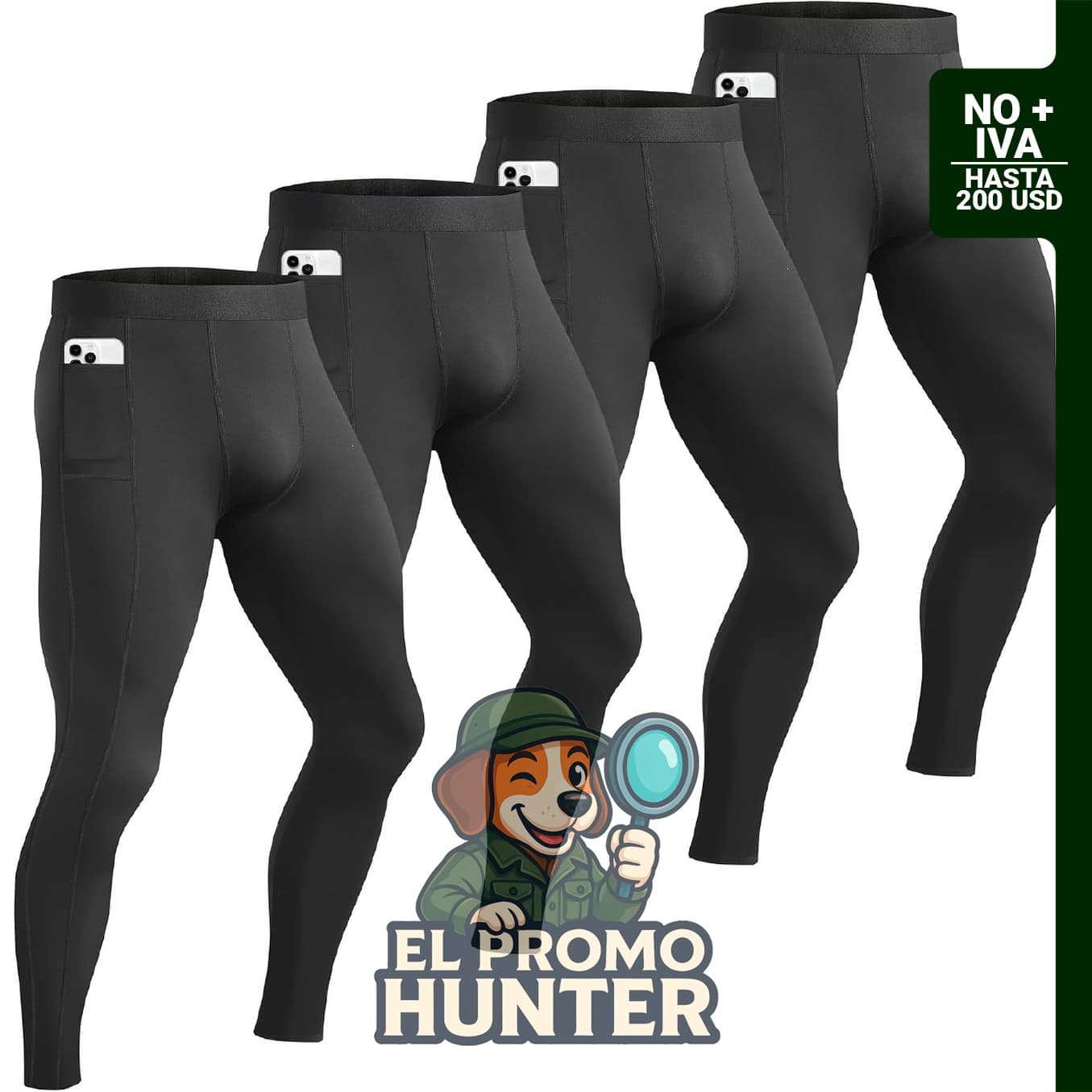 HovSiyla pantalones deportivos de compresión para hombre, con bolsillo, mallas para correr y gimnasio.
