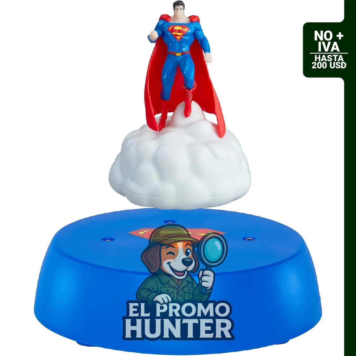 Figura coleccionable flotante magnética de Superman con luces LED para exhibición y decoración.
