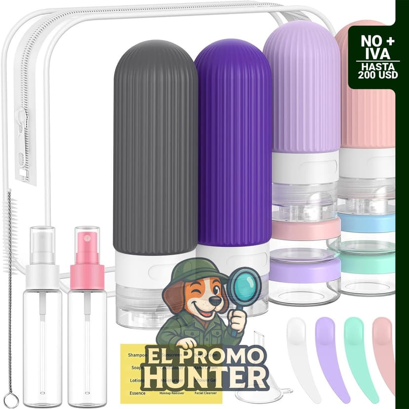 ME.FAN Botellas de viaje de silicona, paquete de 18, aprobadas por la TSA, 90 ml cada una.