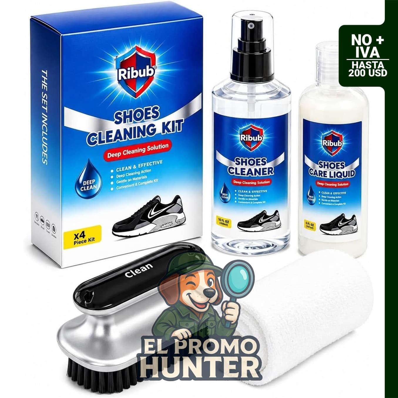 Kit de limpieza de zapatos y cuidado de zapatillas, incluye limpiador y cepillo para diversos materiales.