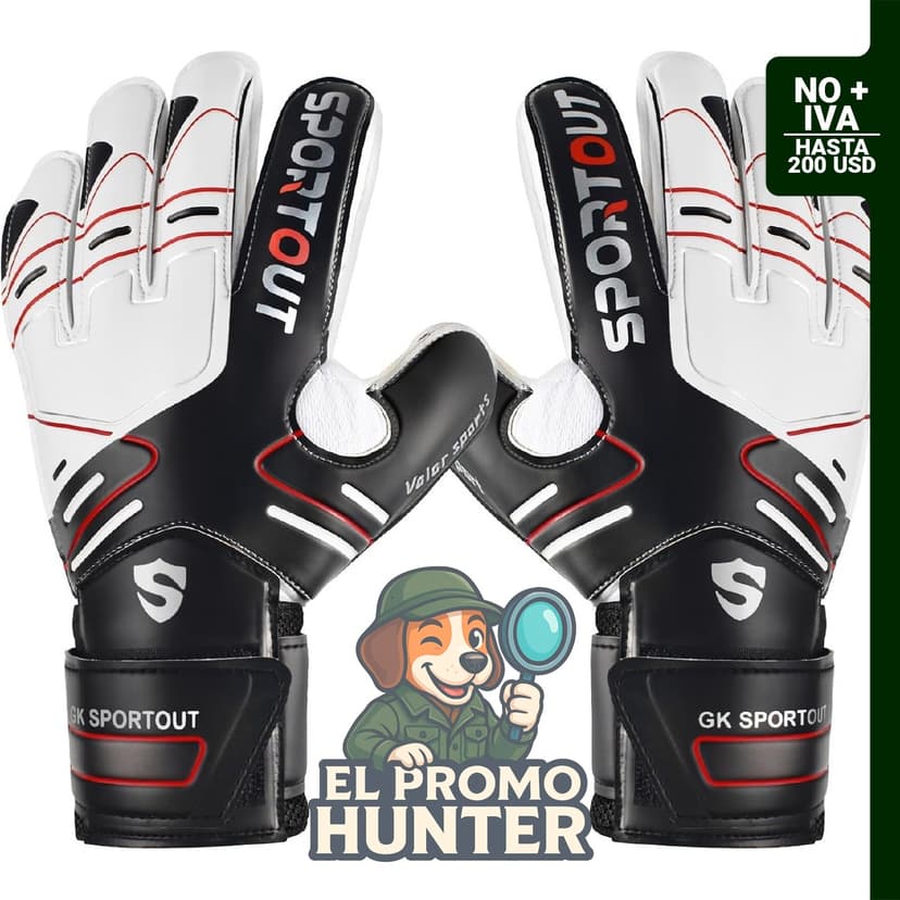 Guantes de portero Sportout, talla 8, látex 4+3 mm, con protección en los dedos.