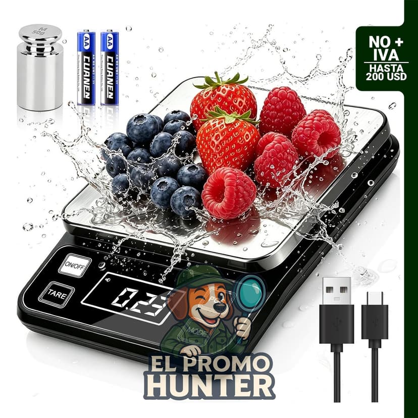 Báscula digital de alimentos SZTCECDM, capacidad de 10 kg, plataforma de acero inoxidable 304, impermeable IP67.