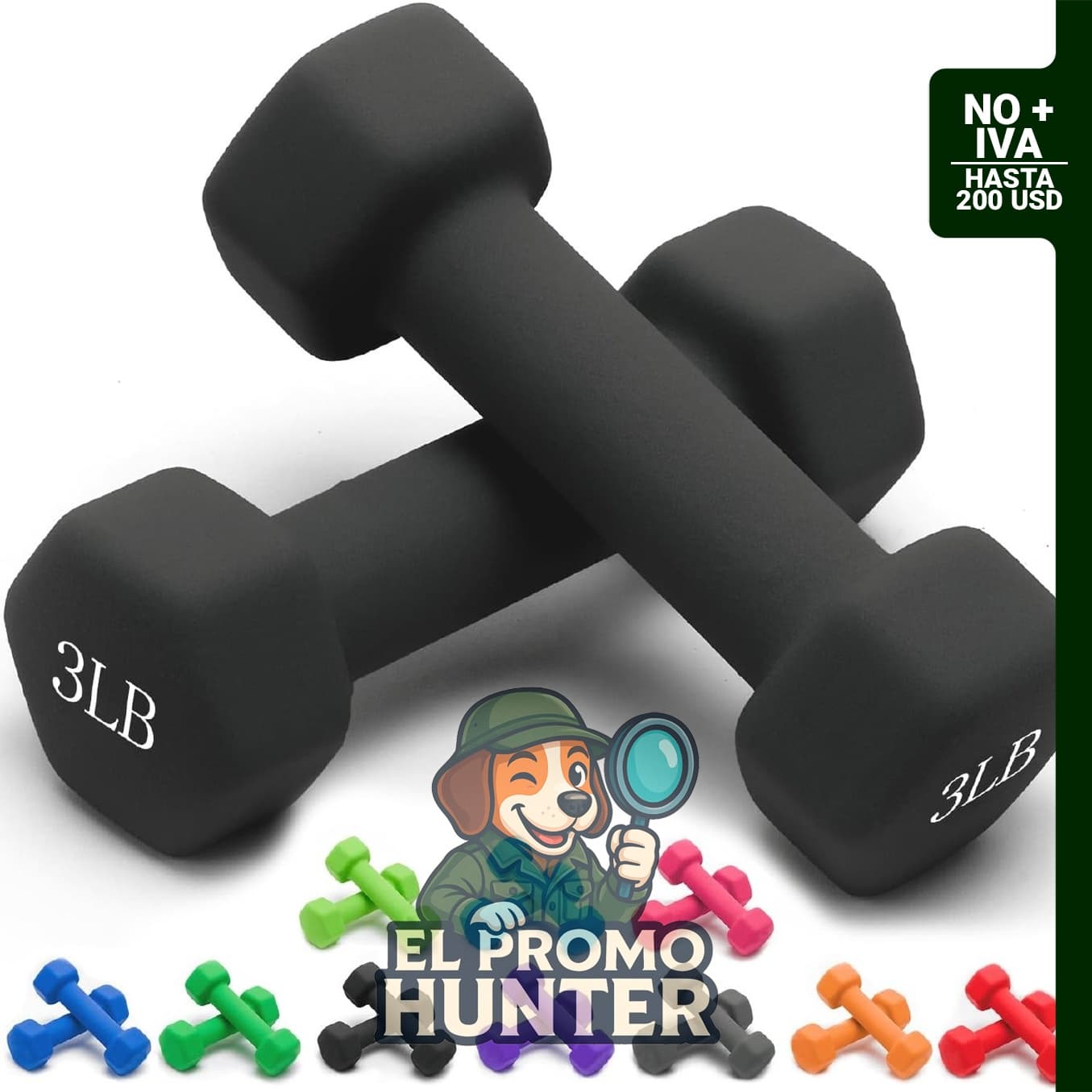 Portzon Mancuernas de neopreno, antideslizantes, de 0,45 a 6,8 kg, para entrenamiento de fuerza.