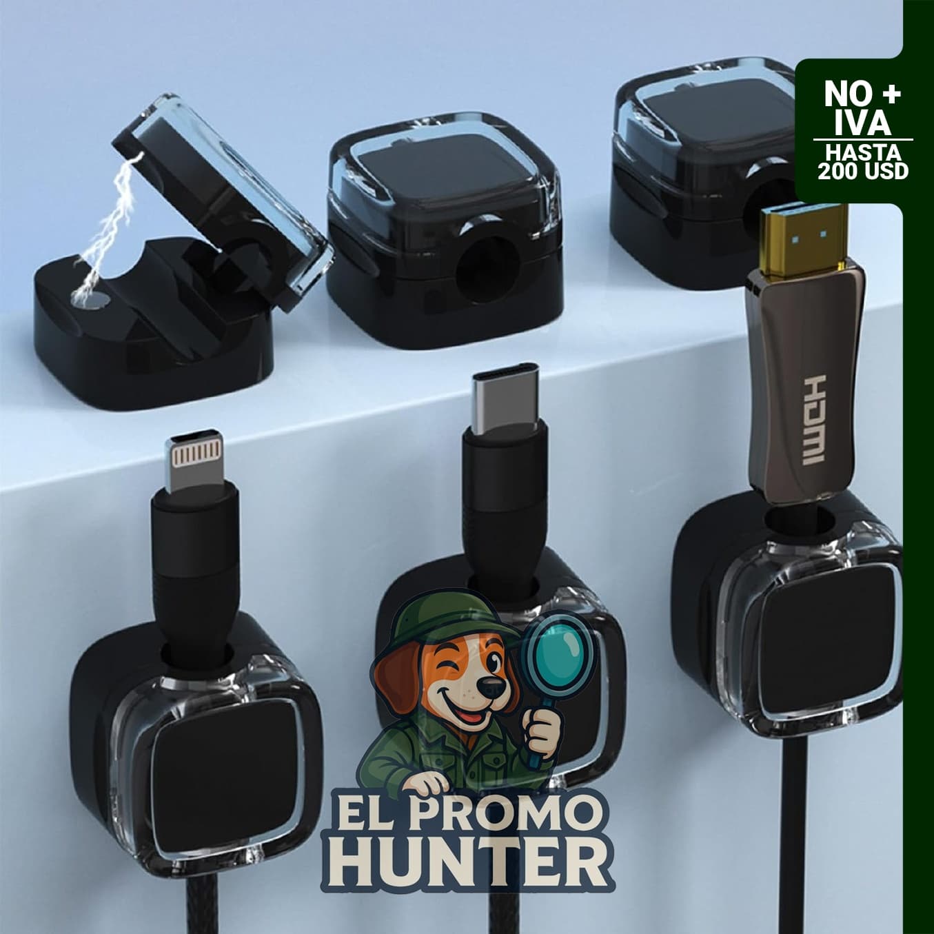IFNOW Paquete de 6 clips magnéticos autoadhesivos para organizar cables, 7,6 mm.