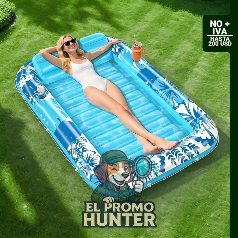 Flotador inflable POOLACC de 178 x 117 cm, capacidad de 136 kg, diseño 6 en 1 para piscina.