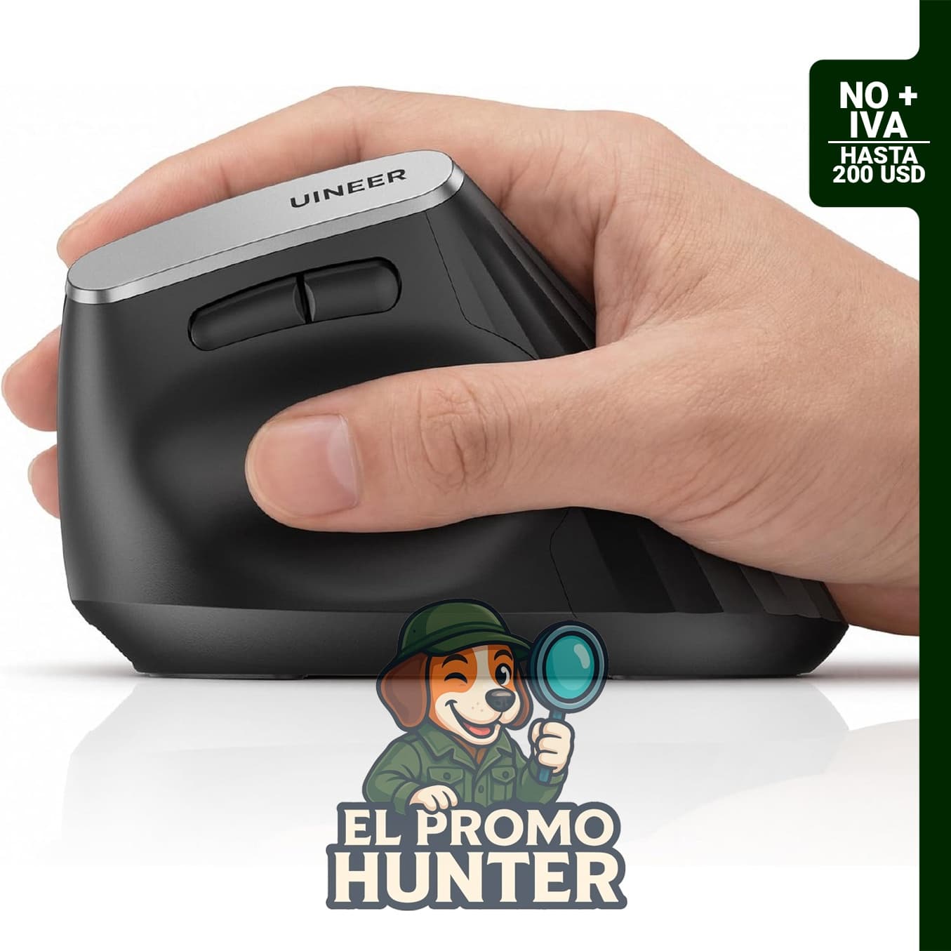 Ratón inalámbrico ergonómico Uineer, diseño vertical con conectividad Bluetooth 5.0/4.0/2.4G, recargable.