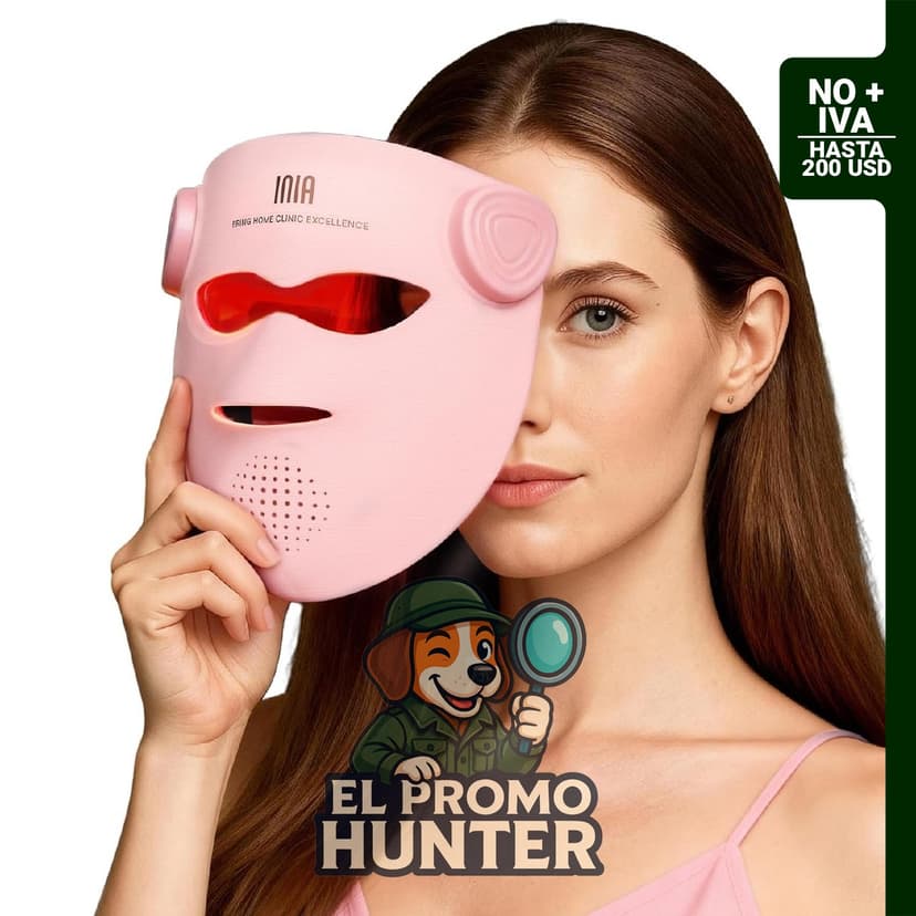 INIA GLOW 4D Máscara inalámbrica de terapia de luz roja para cara, NIR dual, 320 LED
