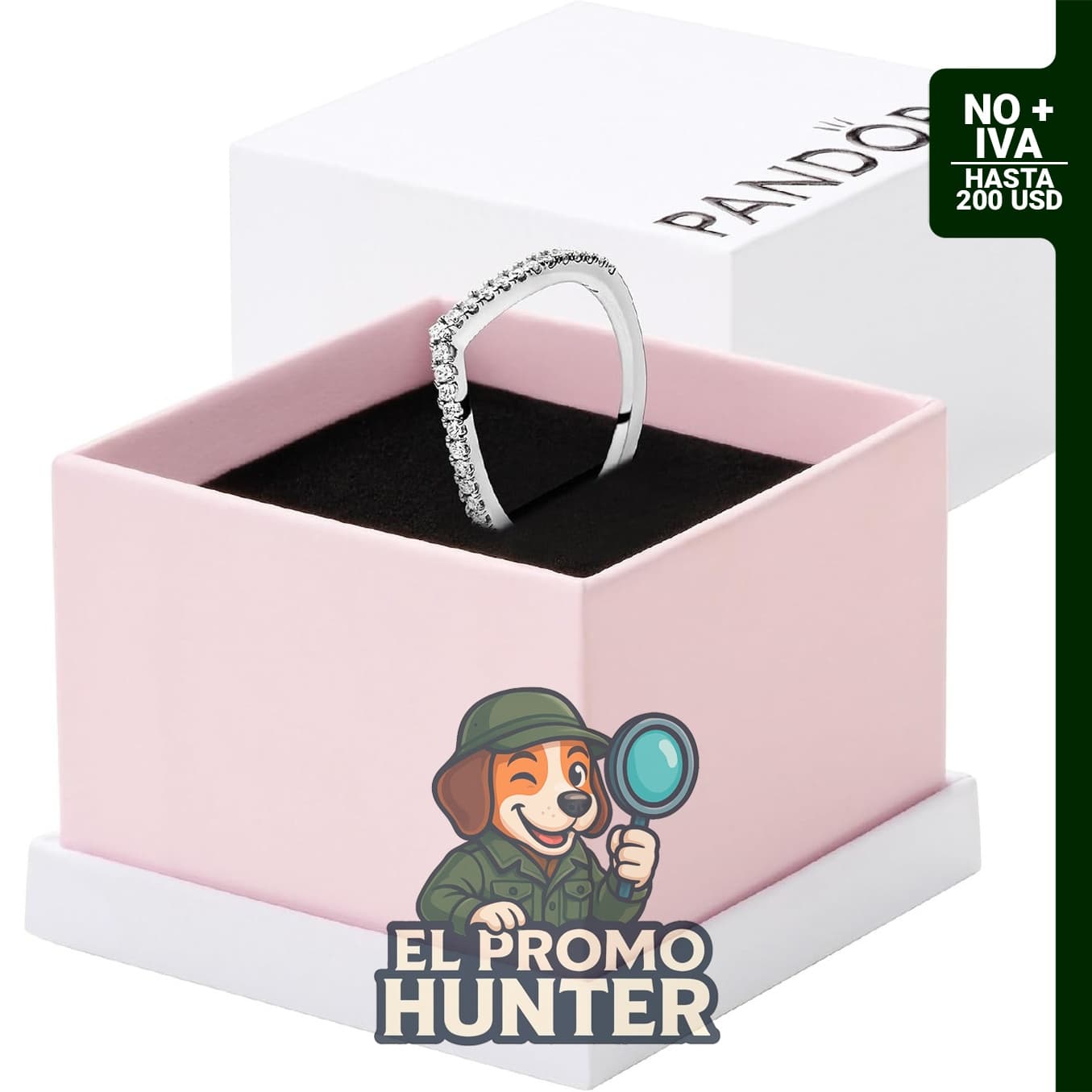 Anillo Pandora de deseos brillante en plata de ley con circonita cúbica transparente, talla 9.