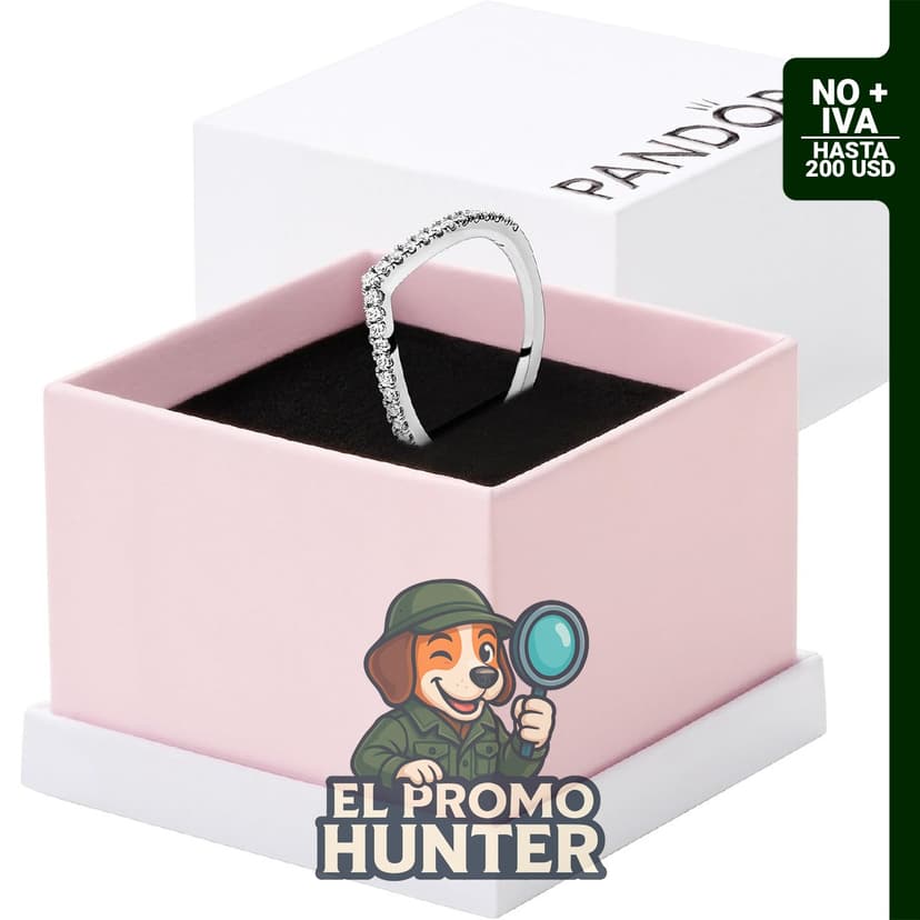 Anillo Pandora de deseos brillante en plata de ley con circonita cúbica transparente, talla 9.