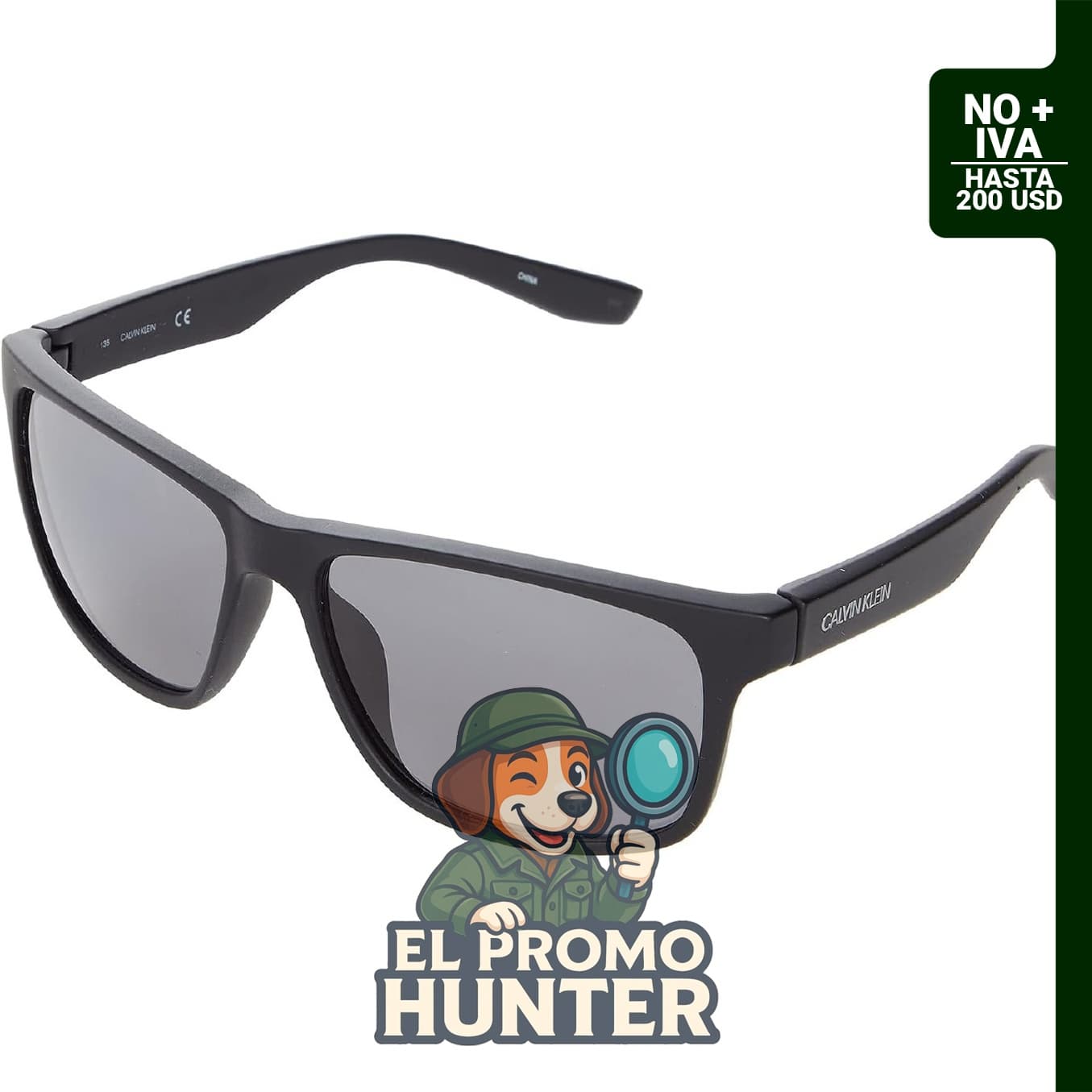 Gafas de sol rectangulares Calvin Klein CK19539S para hombre, color negro y gris.