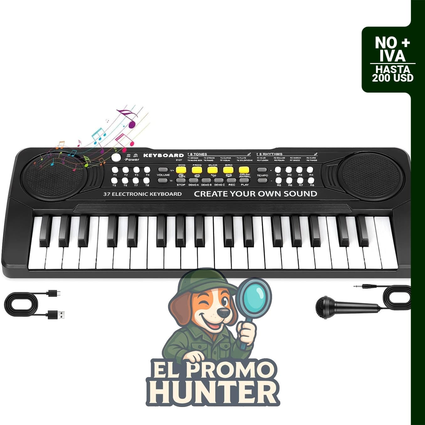 Teclado de Piano de 37 teclas para niños, incluye micrófono y es adecuado para principiantes.