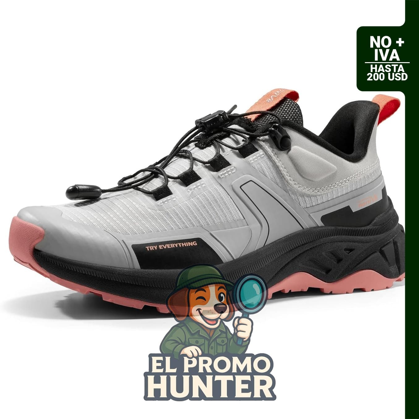 NORTIV 8 Zapatos de senderismo ligeros para mujer, con sistema de encaje rápido.