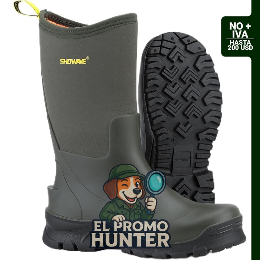 Showave Botas de lluvia para hombre, impermeables, de goma, a media pantorrilla.