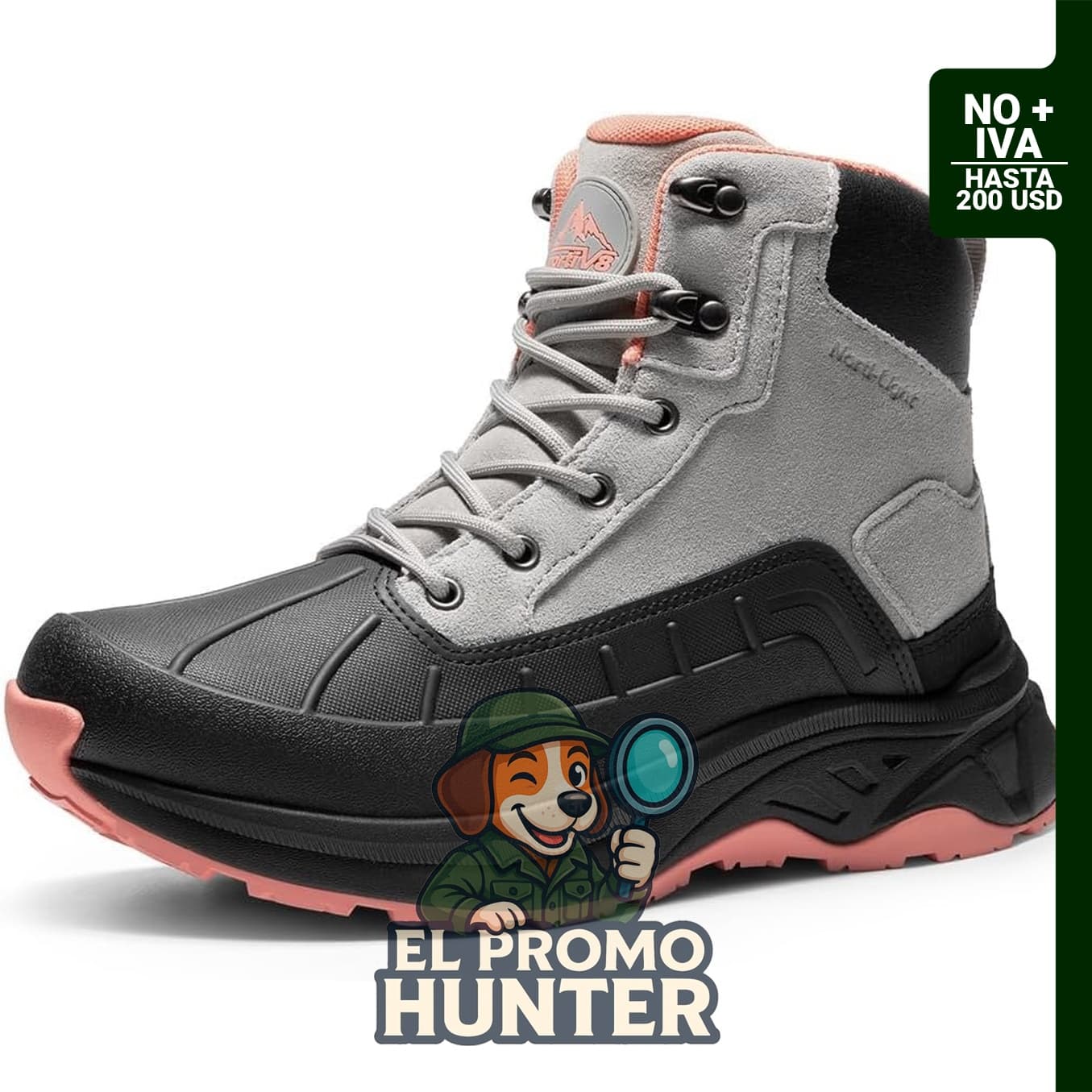 NORTIV 8 Botas de senderismo impermeables para mujer, diseñadas para actividades al aire libre como senderismo y camping.