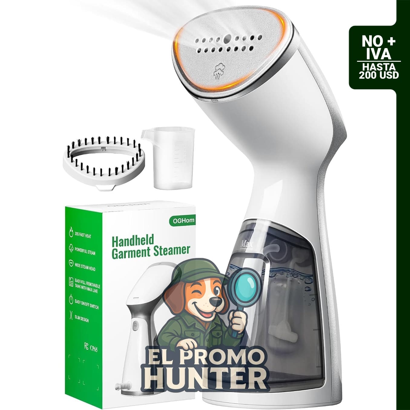 OGHom Vaporizador para ropa, 1000 W, vapor penetrante fuerte, portátil de mano, para hogar y oficina.