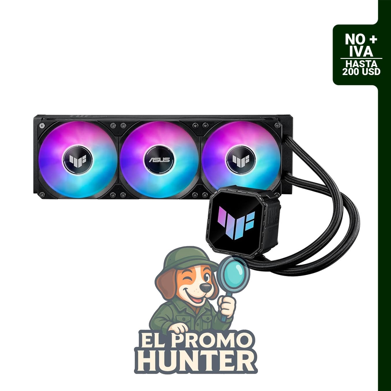 ASUS TUF Gaming LC III 360 ARGB AIO, enfriador con ventiladores triples preinstalados y bomba eficiente.