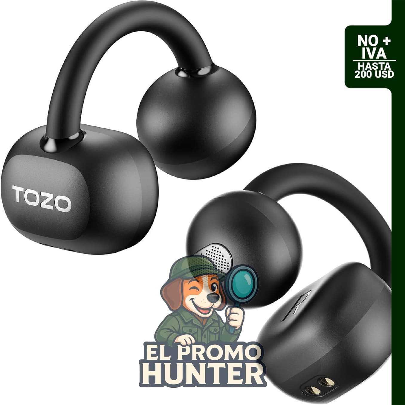 TOZO OpenEarRing - Auriculares inalámbricos con clip de oreja abierto, Bluetooth 5.4, reproducción de 40 horas.