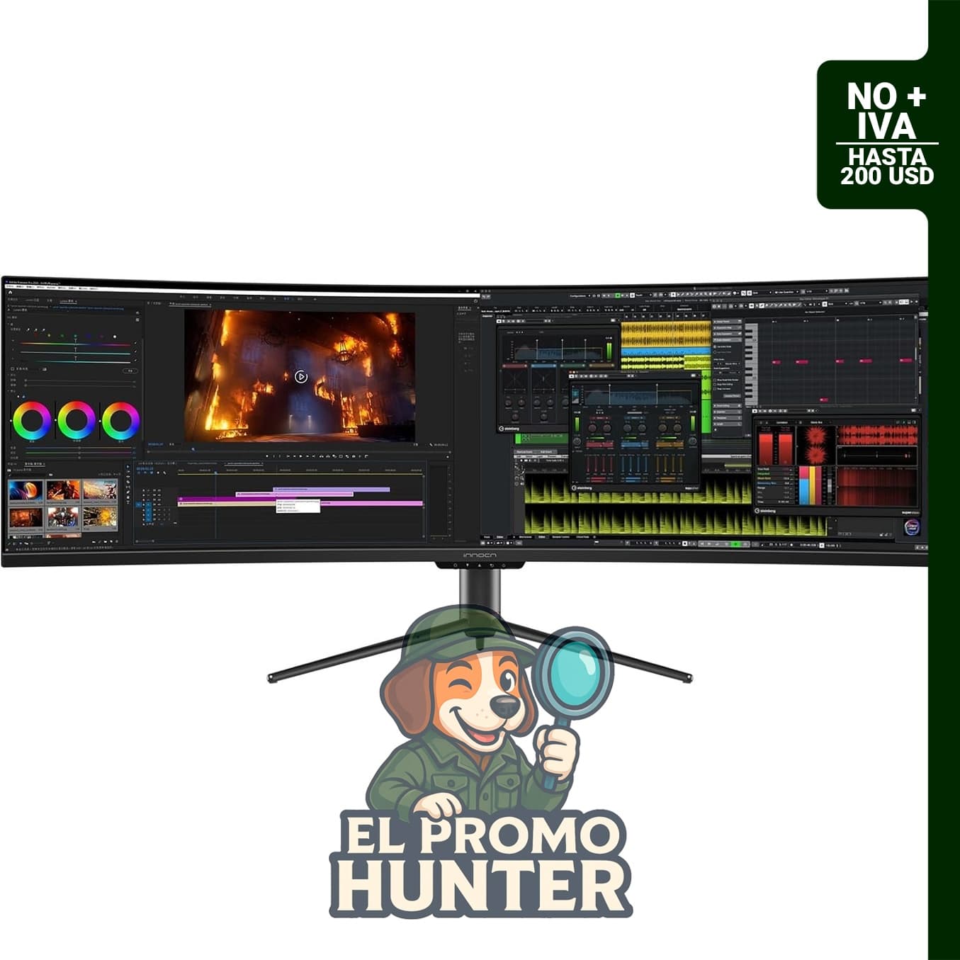 INNOCN Monitor curvo de 49" para juegos, 144Hz, resolución WDFHD 3840 x 1080P, R1800, 99% sRGB, HDR400.