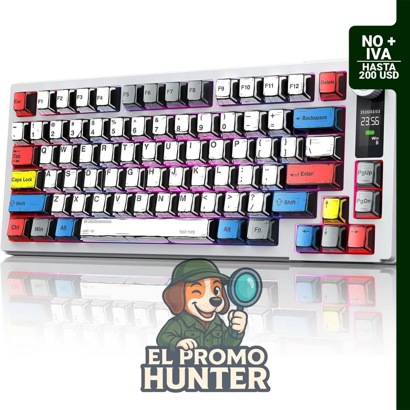 MOKURU Teclado mecánico inalámbrico con tres modos de conexión (BT/2.4G/USB-C) y retroiluminación RGB.