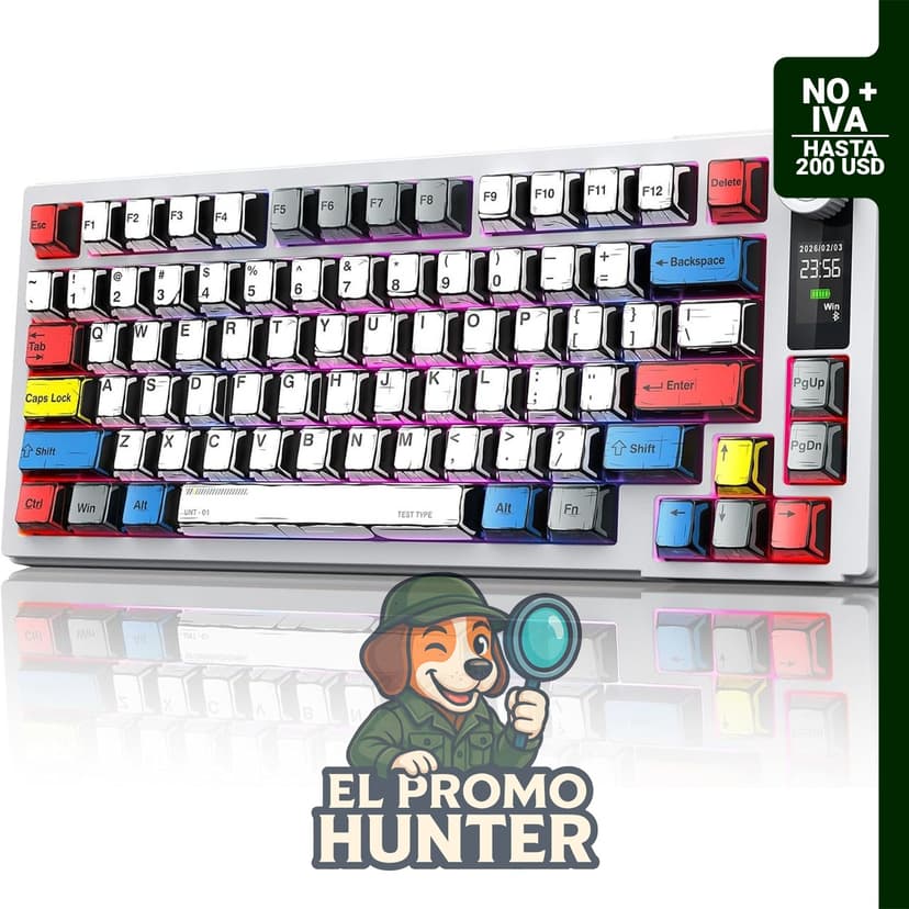 MOKURU Teclado mecánico inalámbrico con tres modos de conexión (BT/2.4G/USB-C) y retroiluminación RGB.