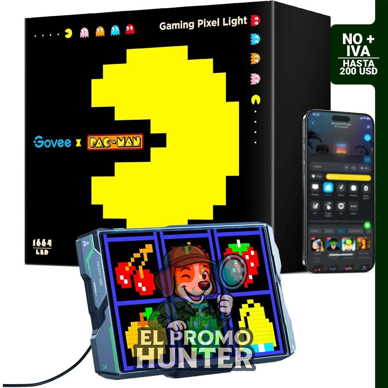Govee x PAC-MAN - Luz de píxeles para juegos, panel LED RGBIC con más de 150 modos de escena y opciones de bricolaje.