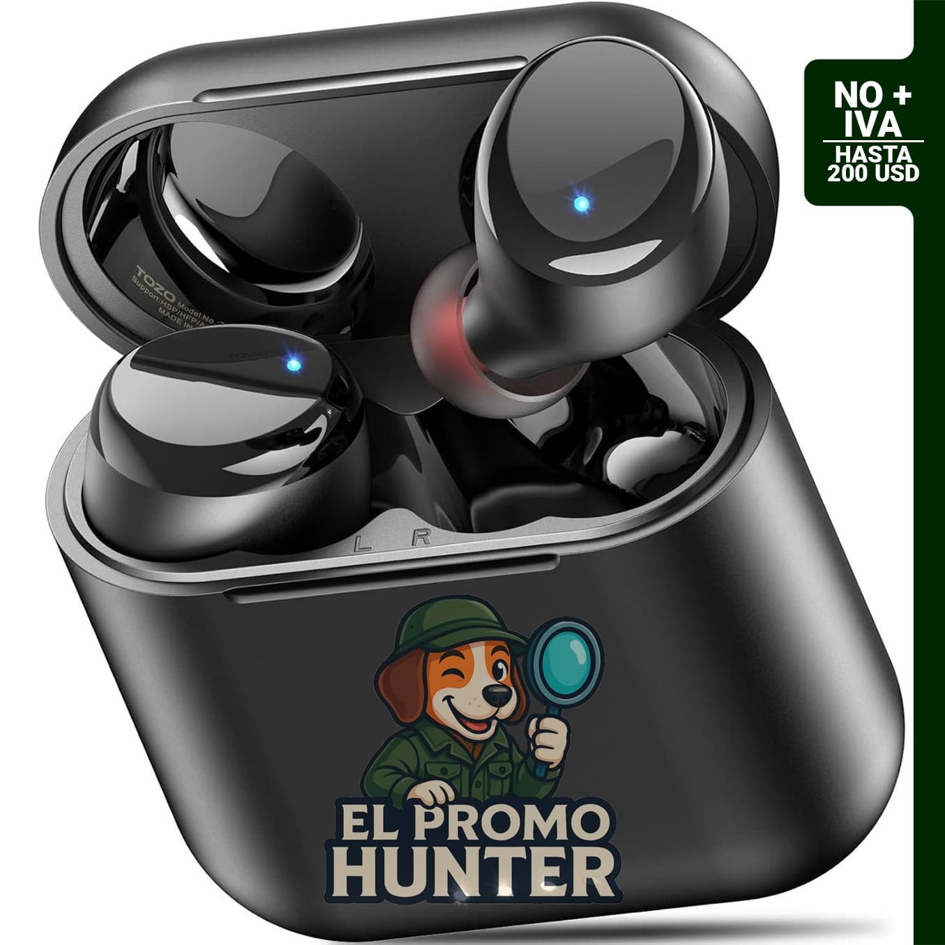 TOZO T6 Auriculares inalámbricos Bluetooth 5.3 con sonido estéreo y 50 horas de reproducción.