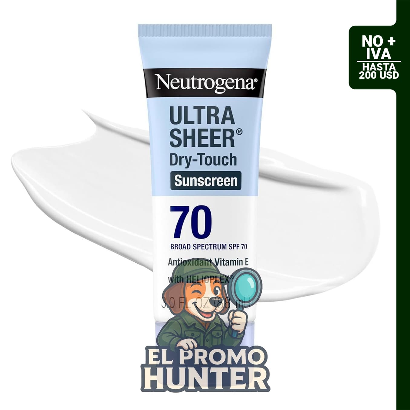 Neutrogena Ultra Sheer Dry Touch - Loción de protección solar SPF 70, amplio espectro, resistente al agua hasta 80 minutos, sin aceite.