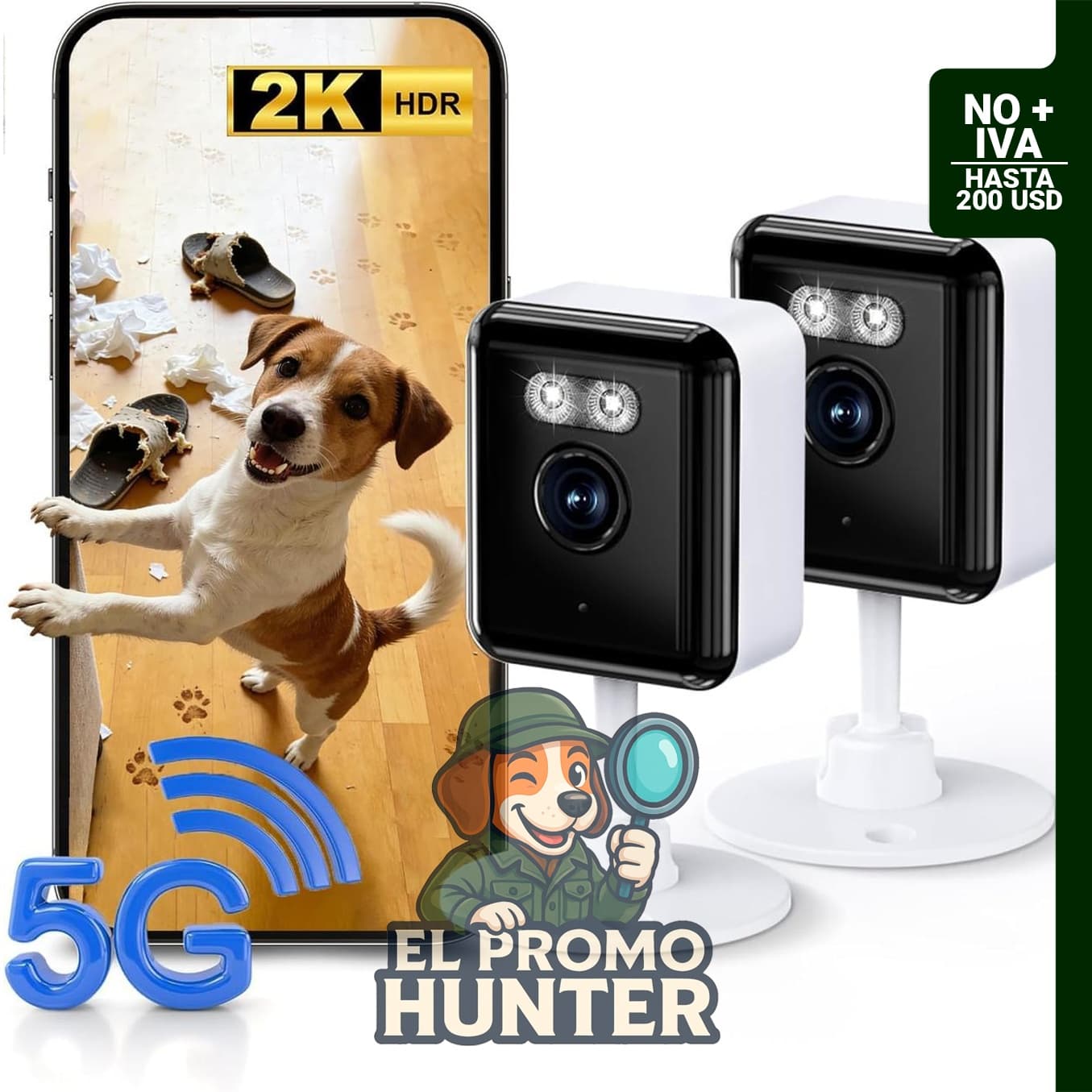Cámara de seguridad para interiores 2K, monitor WiFi de doble banda 2.4/5GHz, detección de eventos AI, visión nocturna a color.