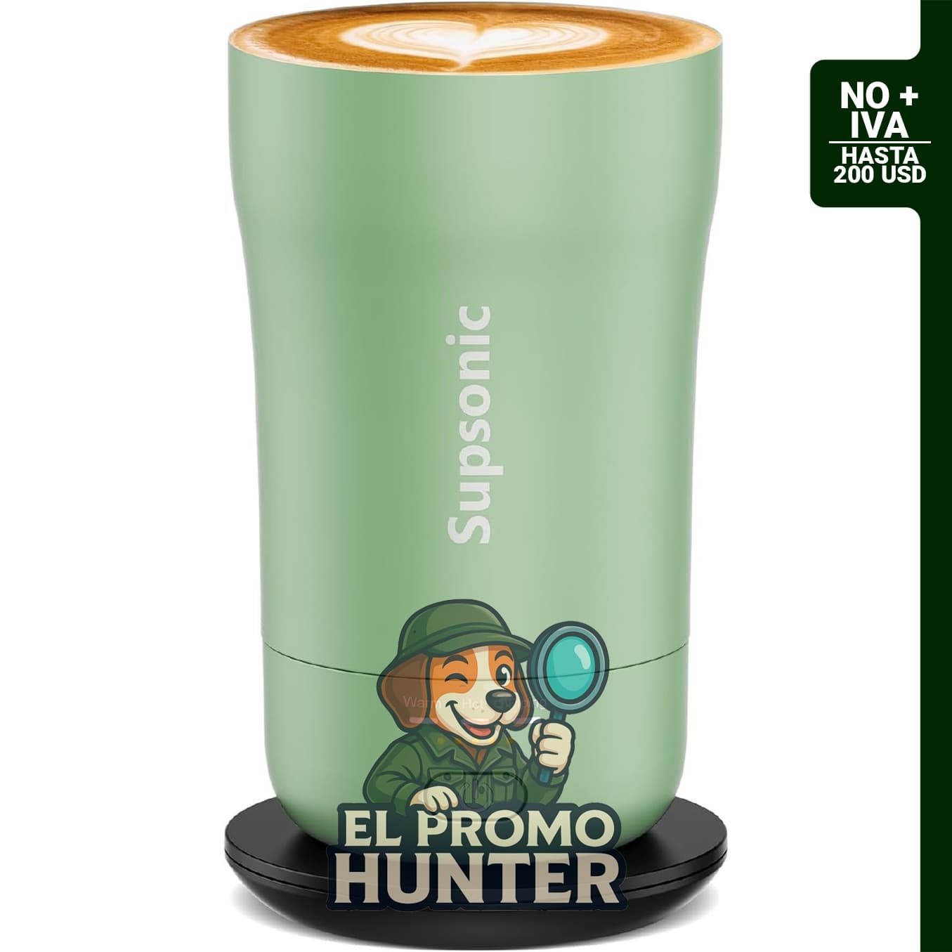 Supsonic Taza de café autocalentable de 414 ml, acero inoxidable, 3 ajustes de temperatura.