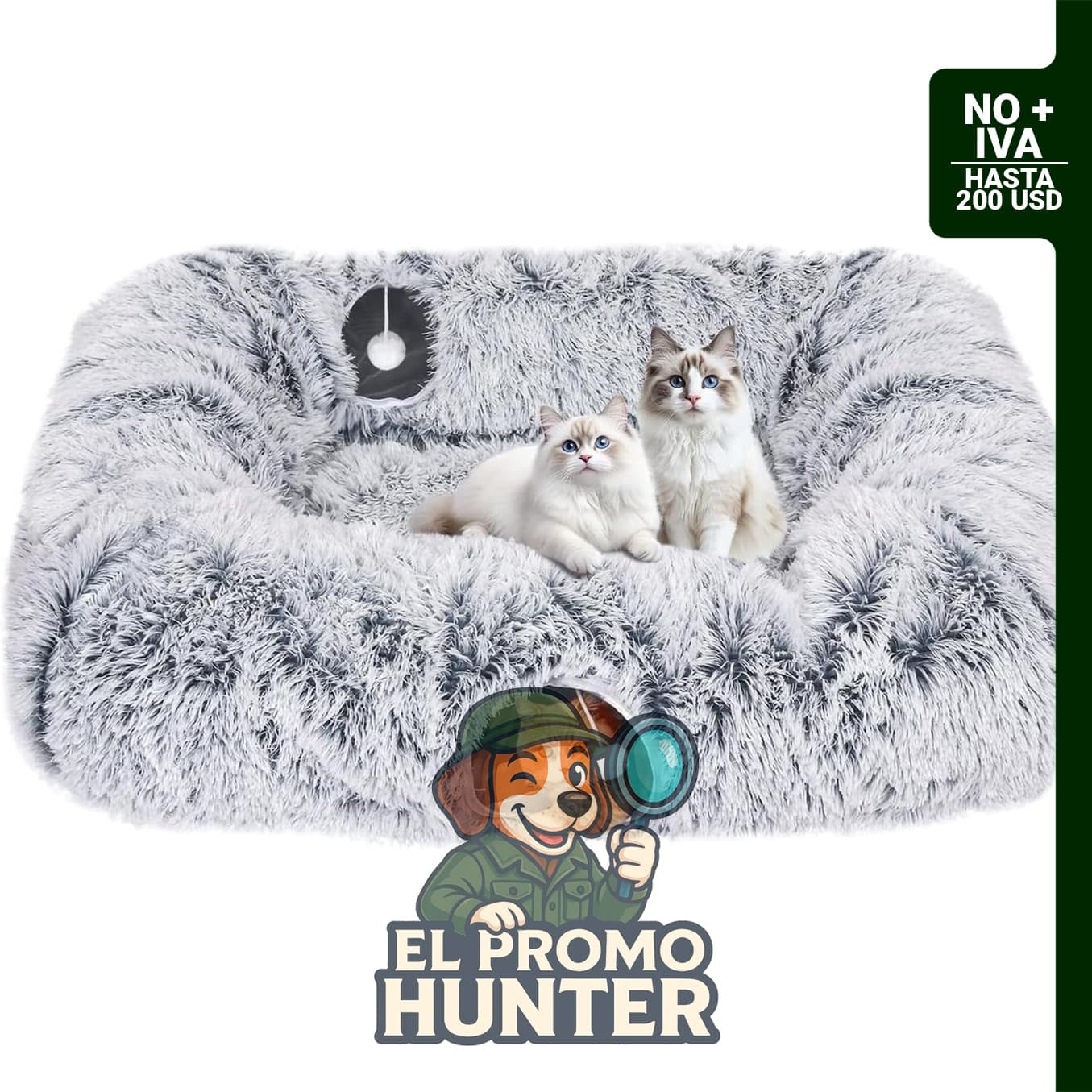 Cama túnel extragrande para gatos, con túneles de 4 vías y alfombrilla media lavable.